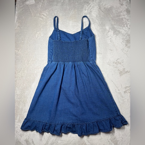 Old Navy Sleeveless Blue Jean Denim Mini Ruffle Hem 100% Cotton Dress Medium - Picture 11 of 16